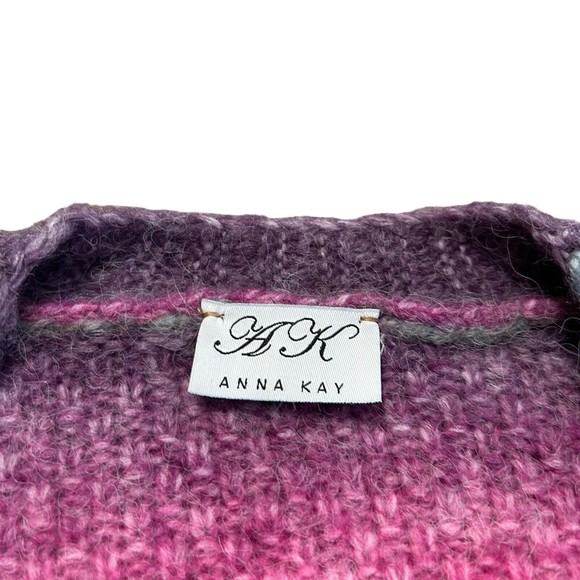 Anna Kay Cardigan Multicolor Ombre Embellished Buttons Wool Blend Size 2 - Picture 3 of 11
